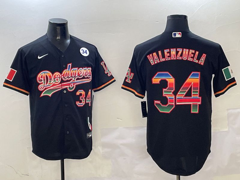 Men Los Angeles Dodgers #34 Valenzuela Black Fashion Game 2025 Nike MLB Jersey style 3121